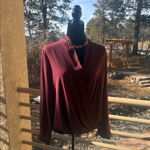 Pleione Tops - Pleione Deep Burgundy Women's Blouse